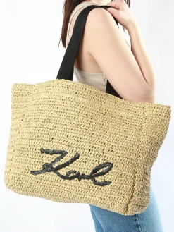 Cabas K signature raphia KARL LAGERFELD
