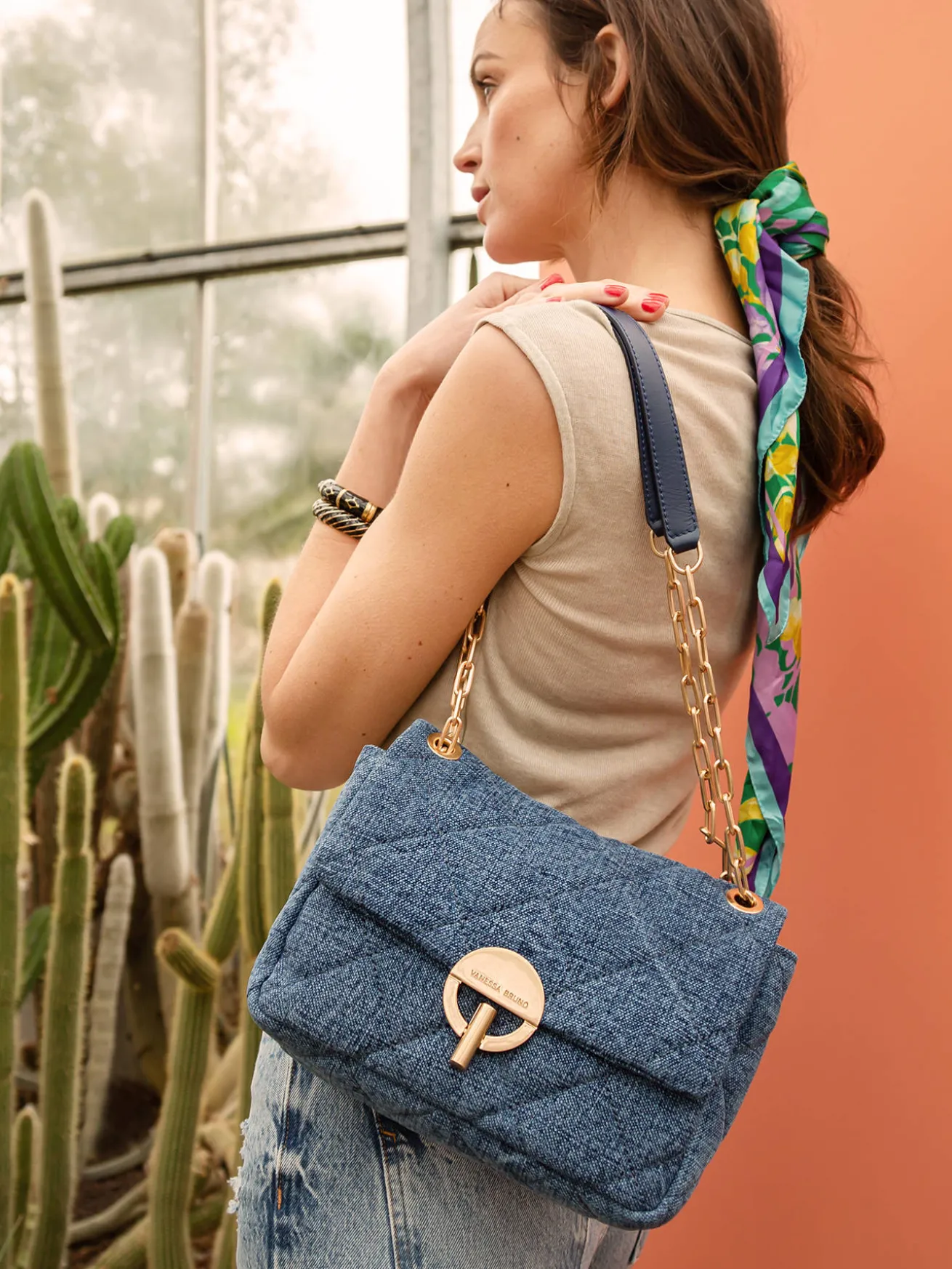 Grand sac bandoulière Moon en lin VANESSA BRUNO