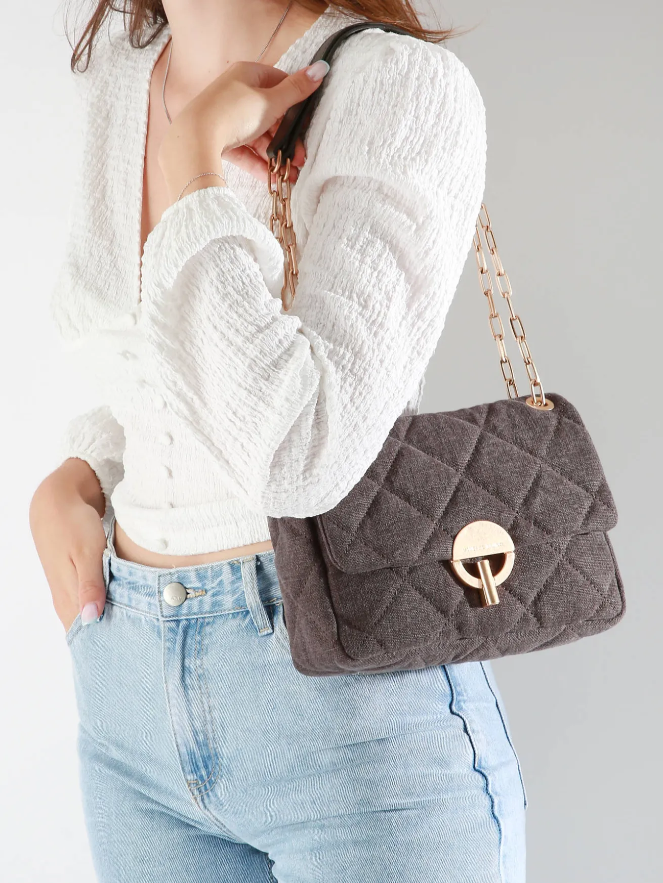 Grand sac bandoulière Moon en lin VANESSA BRUNO