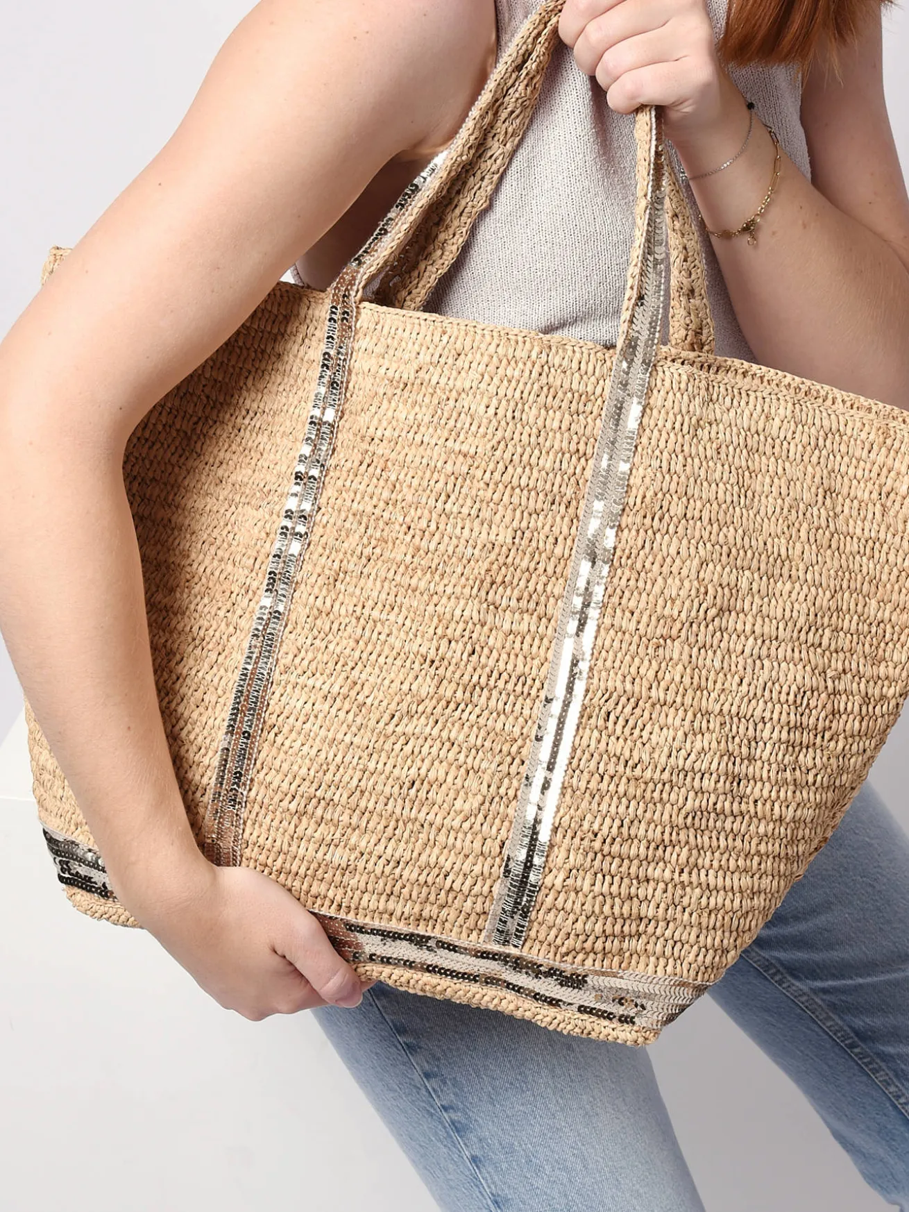 Grand sac Le Cabas raphia et paillettes VANESSA BRUNO
