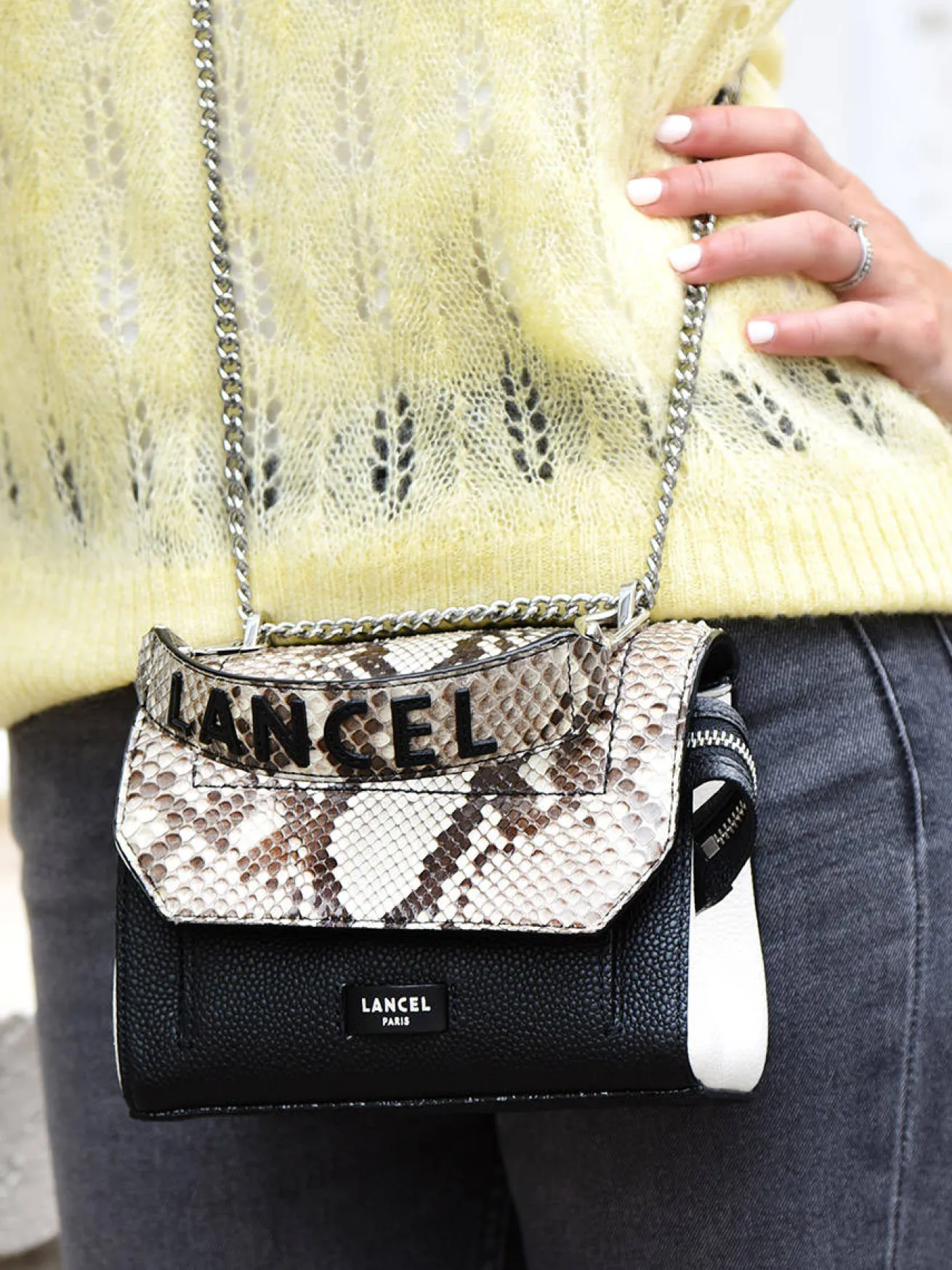 Mini sac bandoulière S Ninon Python LANCEL