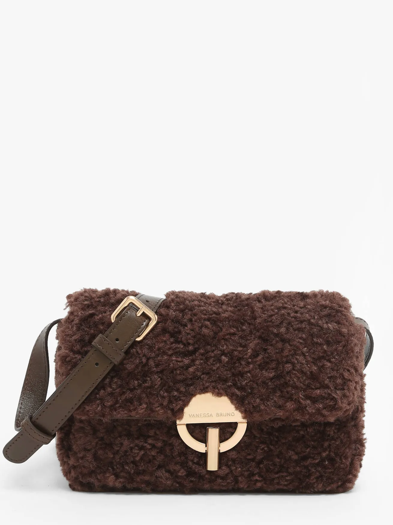 Moyen sac bandoulière Moon cuir et shearling VANESSA BRUNO