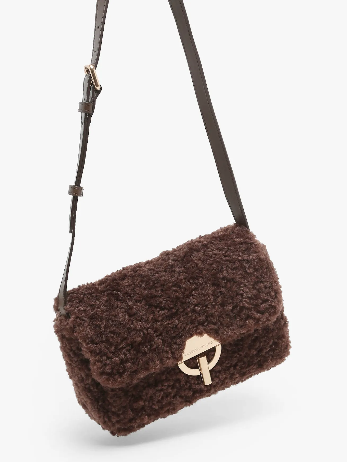 Moyen sac bandoulière Moon cuir et shearling VANESSA BRUNO