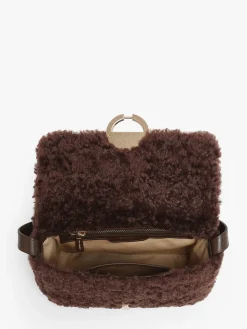 Moyen sac bandoulière Moon cuir et shearling VANESSA BRUNO