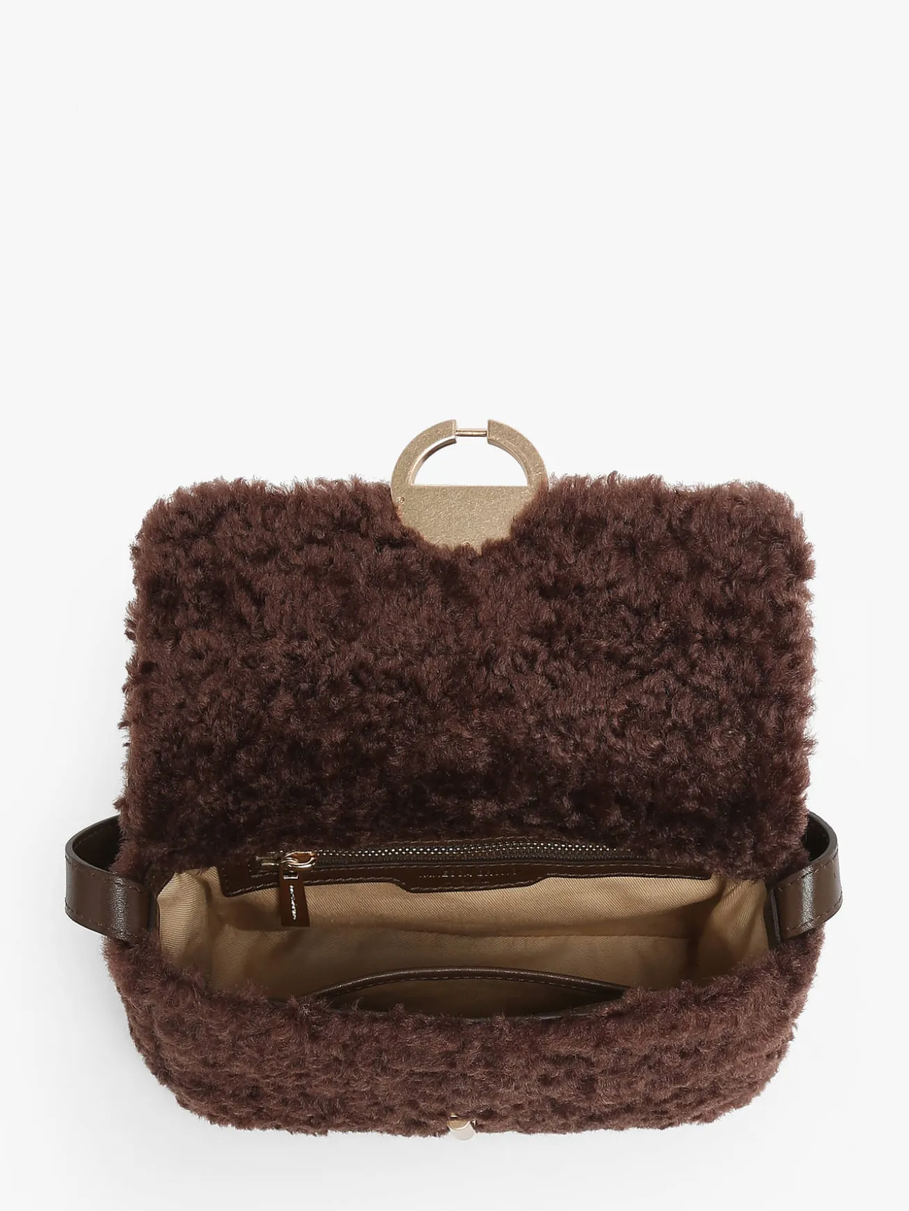 Moyen sac bandoulière Moon cuir et shearling VANESSA BRUNO