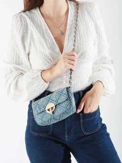 Petit sac bandoulière Moon en denim VANESSA BRUNO