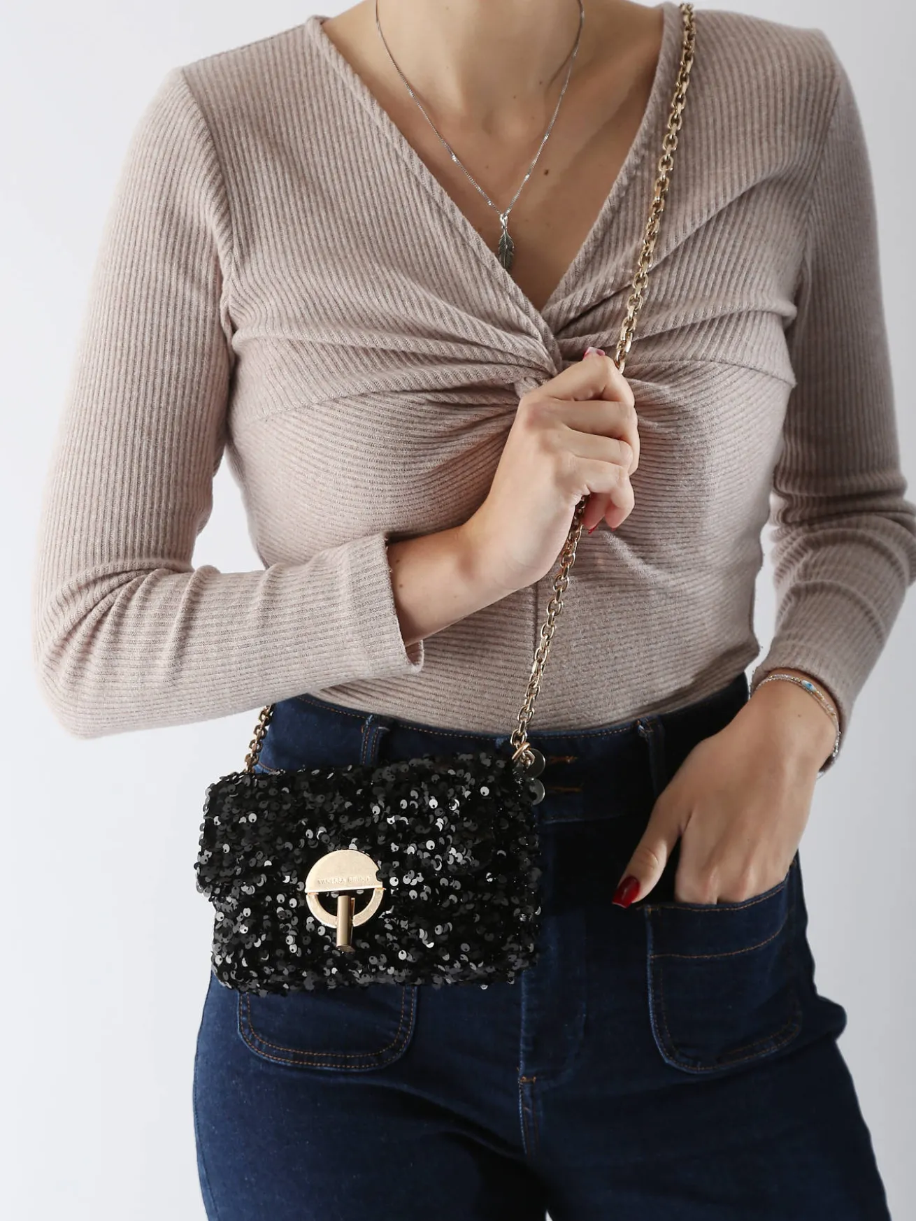 Petit sac bandoulière Moon à sequins VANESSA BRUNO