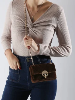 Petit sac bandoulière Moon en velours VANESSA BRUNO