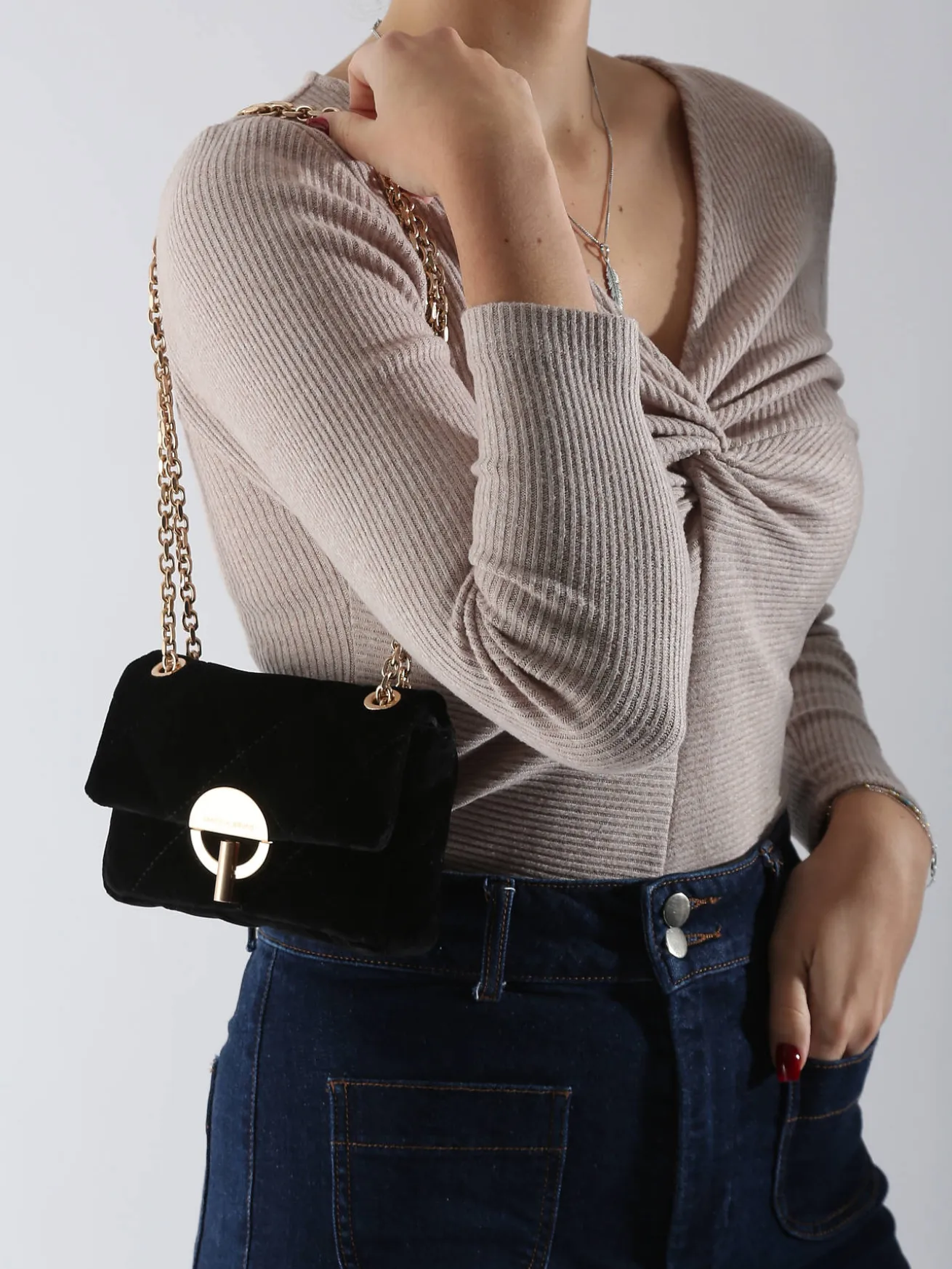 Petit sac bandoulière Moon en velours VANESSA BRUNO
