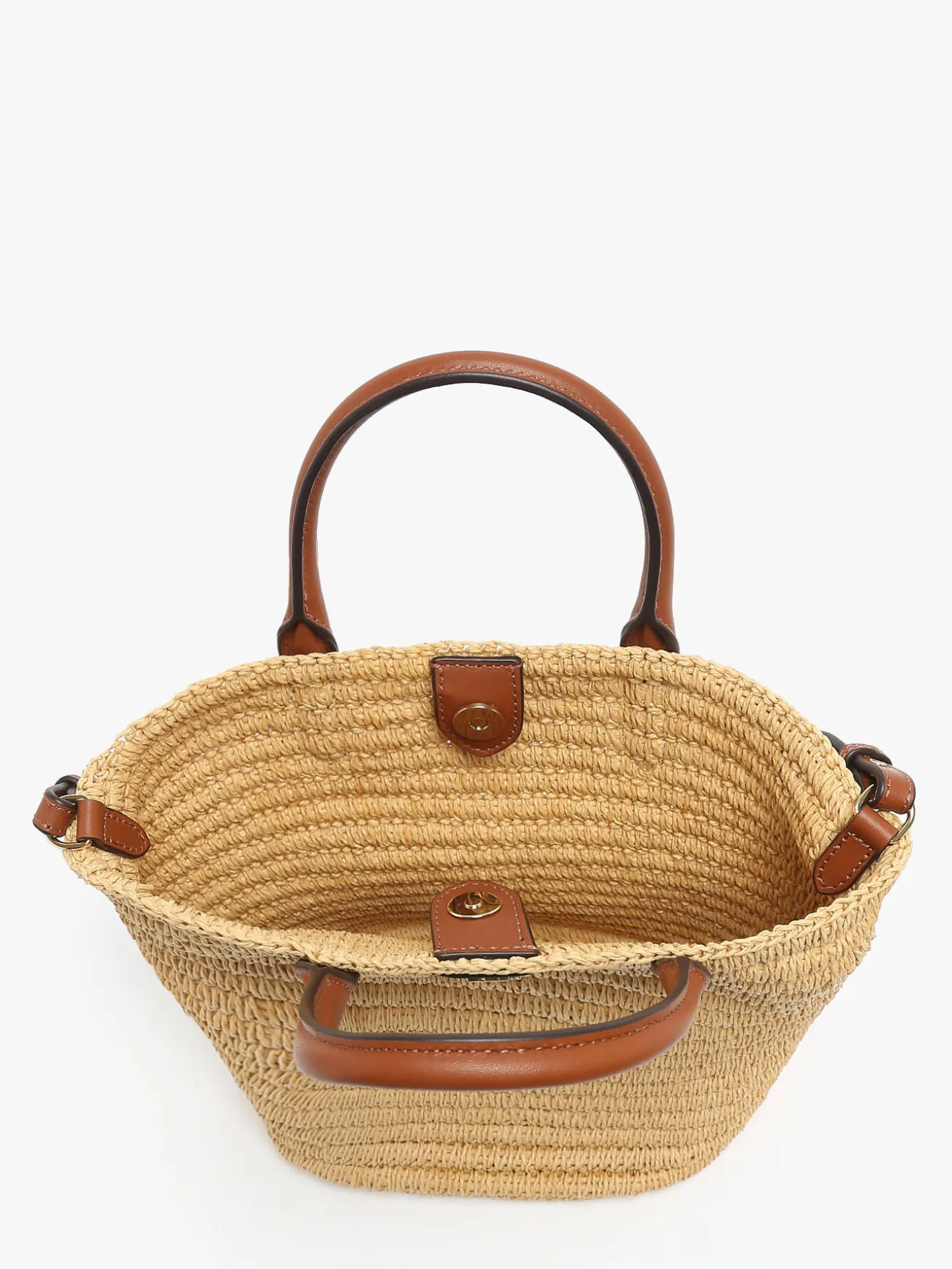Sac à main Brie cuir et raphia LAUREN RALPH LAUREN