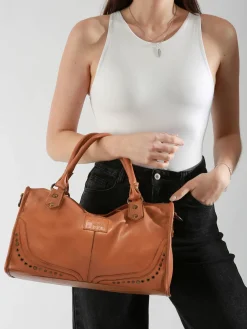 sac à main Glam eyelet cuir BASILIC PEPPER