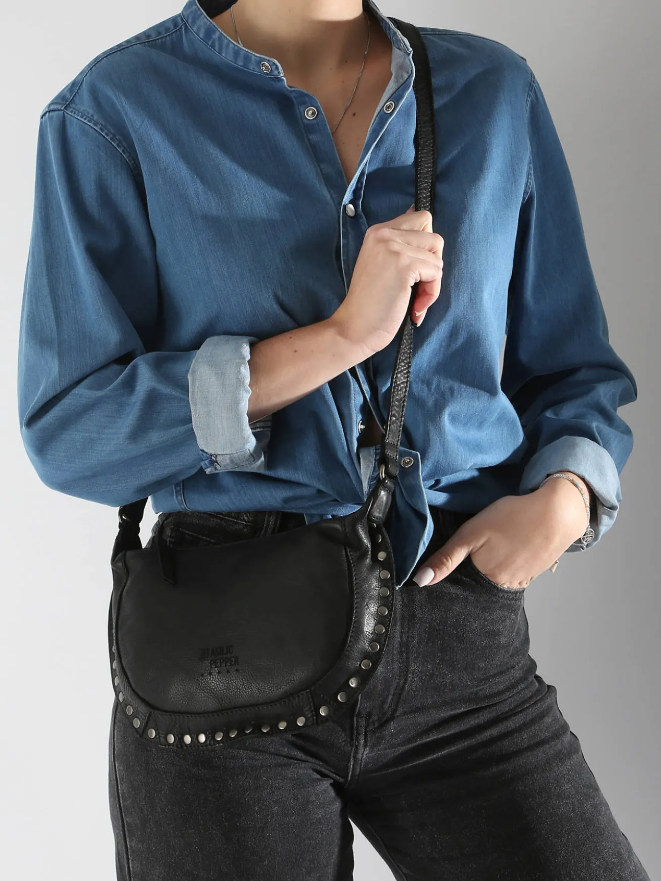 Sac bandoulière Barcelone cuir BASILIC PEPPER