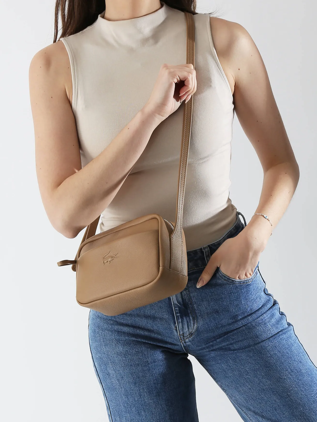 Sac bandoulière City court cuir LACOSTE