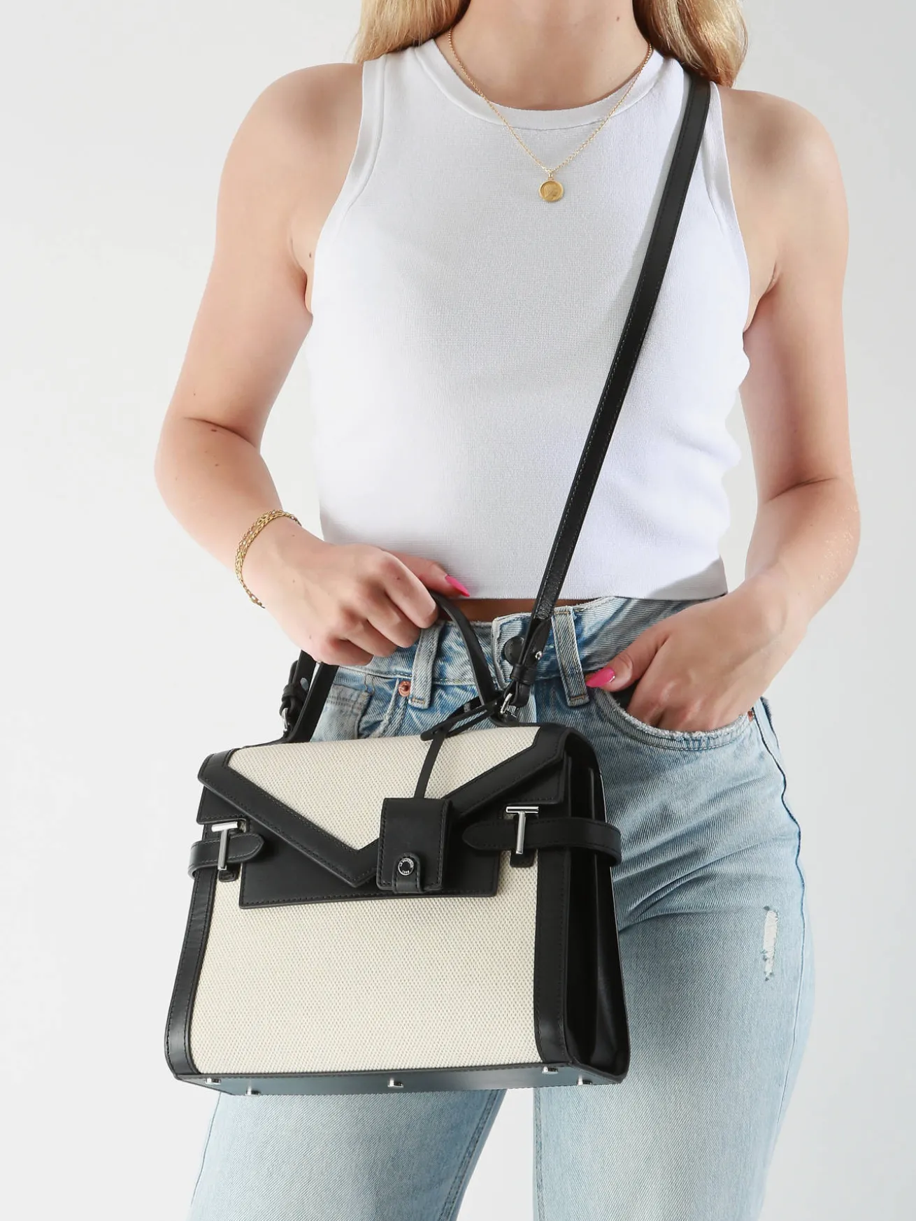 Sac bandoulière Emily garni cuir LE TANNEUR