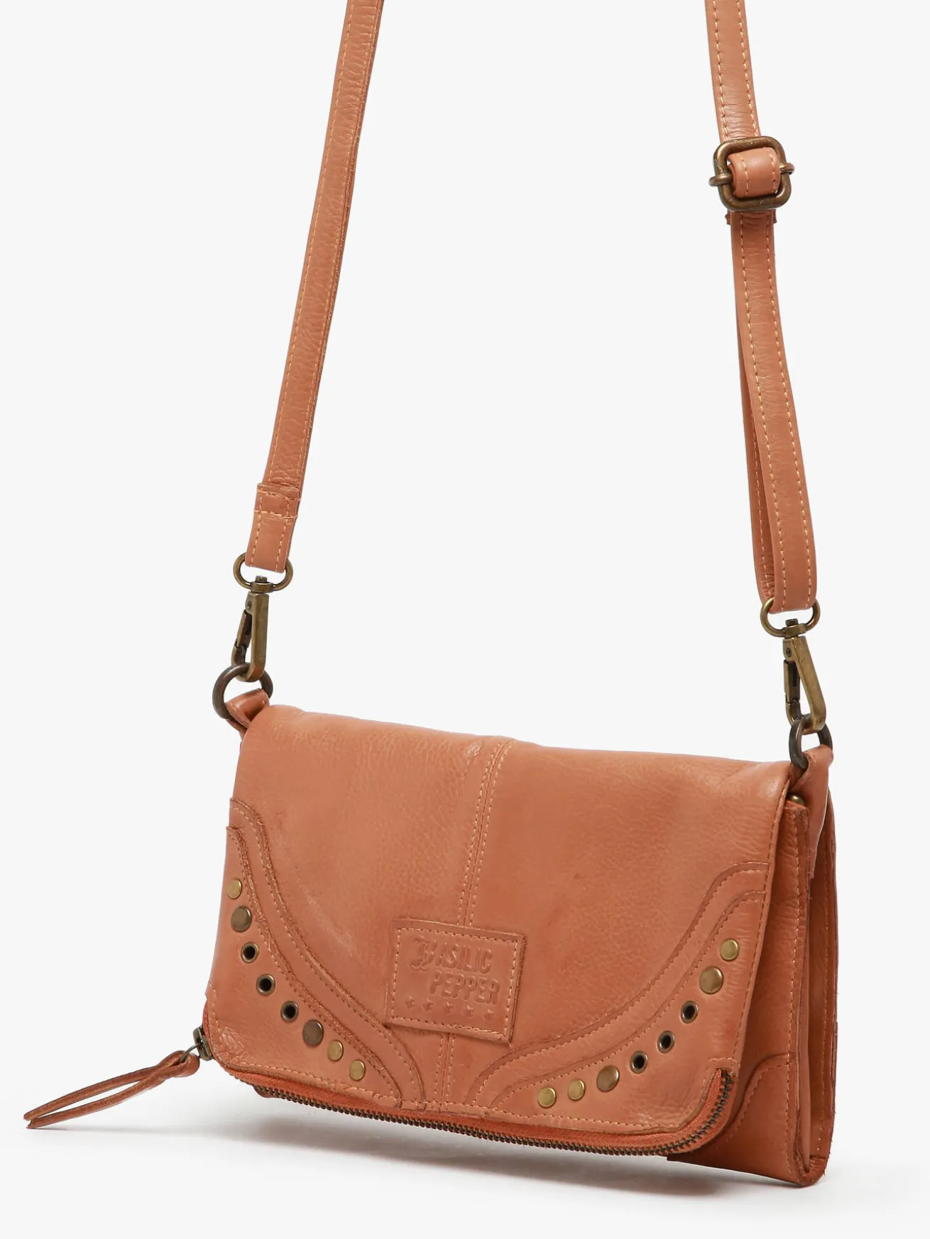Sac bandoulière Glam eyelet cuir BASILIC PEPPER