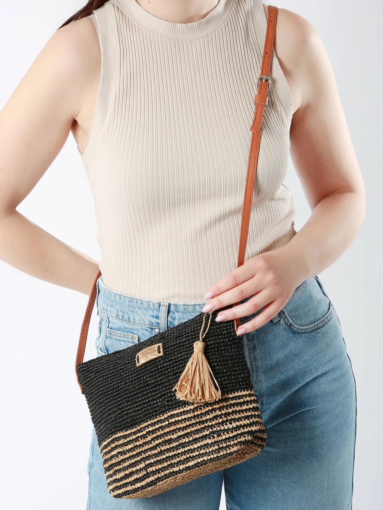 Sac bandoulière L'atelier du crochet raphia LE VOYAGE EN PANIER