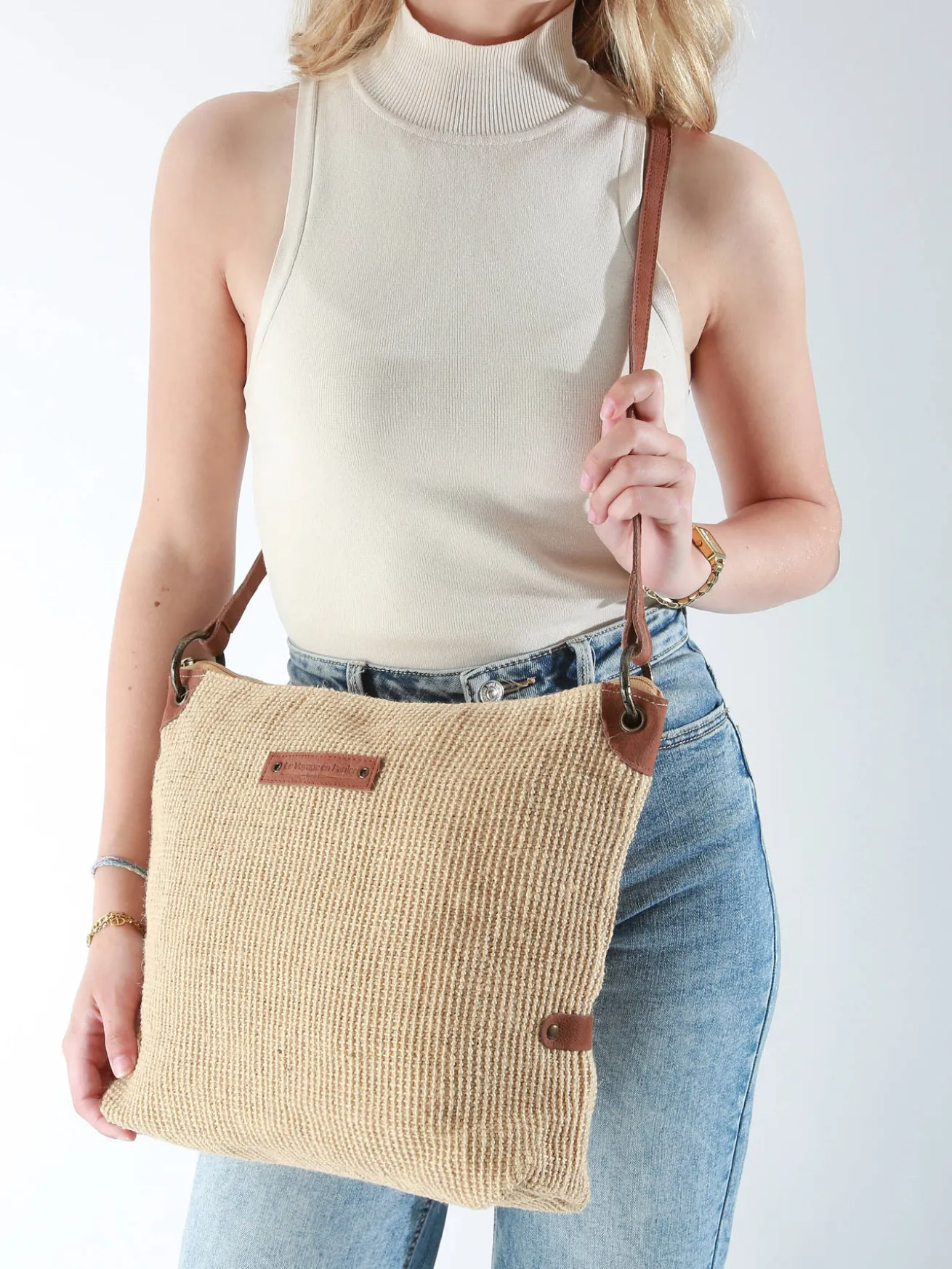 Sac bandoulière Over the rainbow jute LE VOYAGE EN PANIER