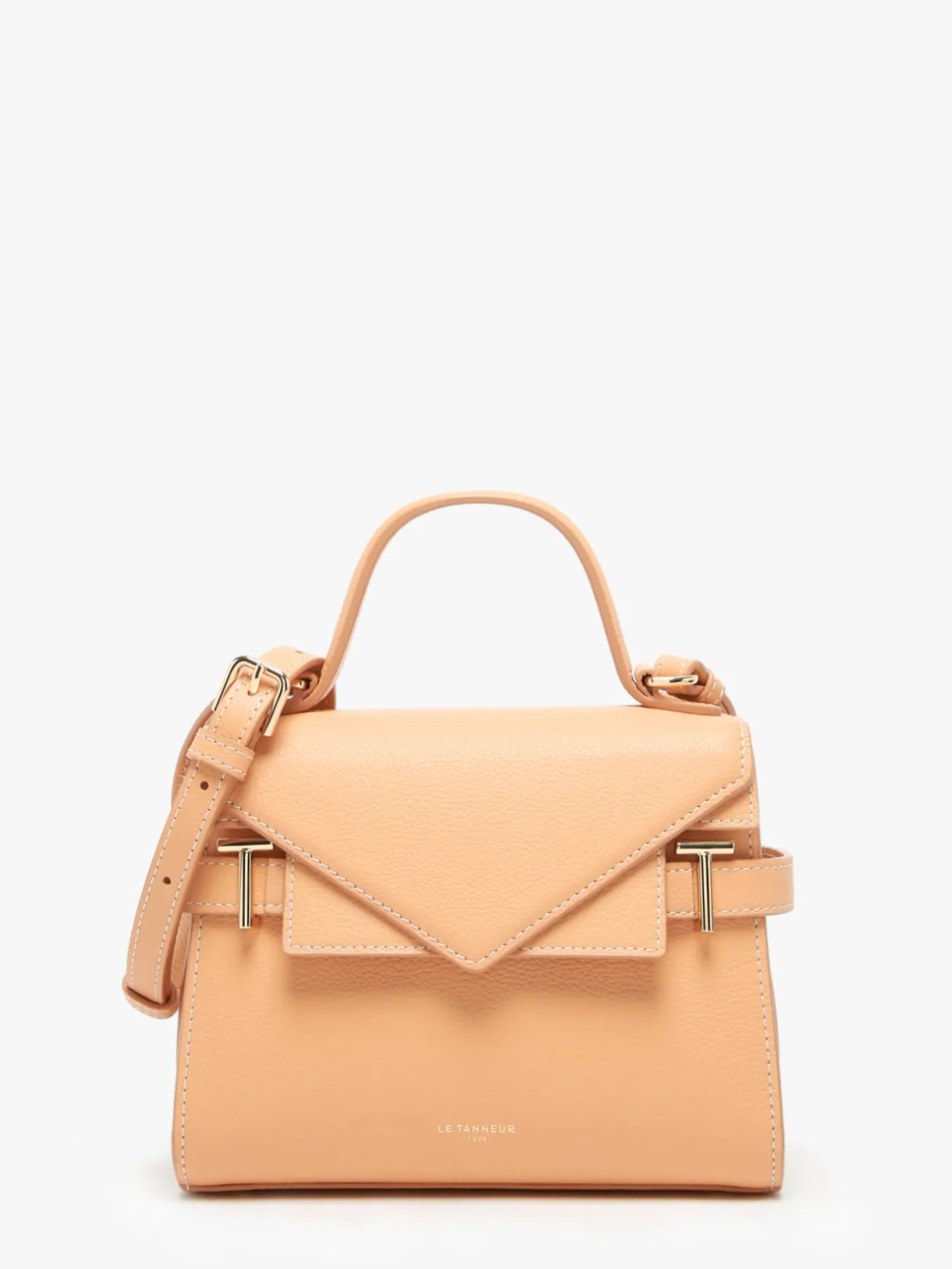 Sac bandoulière S double rabat Emilie cuir grainé LE TANNEUR