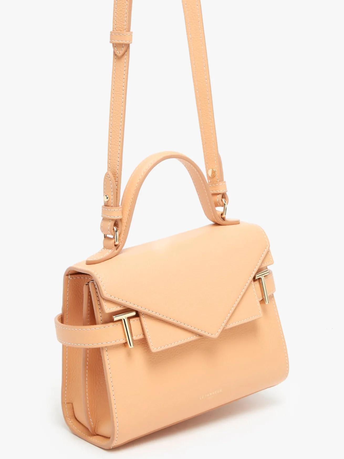 Sac bandoulière S double rabat Emilie cuir grainé LE TANNEUR