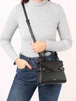 Sac bandoulière S double rabat Emilie cuir grainé LE TANNEUR