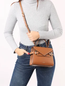 Sac bandoulière S double rabat Emilie cuir grainé LE TANNEUR