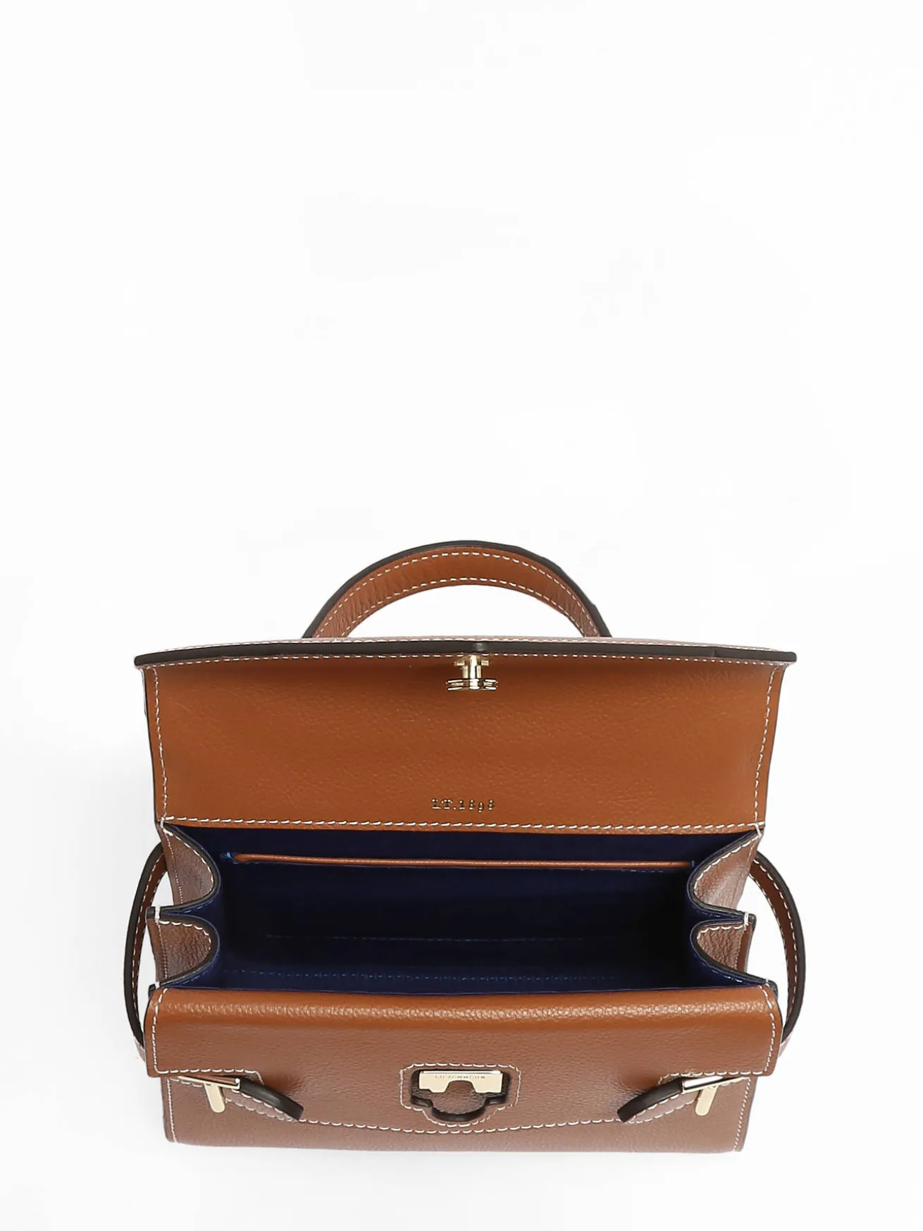 Sac bandoulière S double rabat Emilie cuir grainé LE TANNEUR