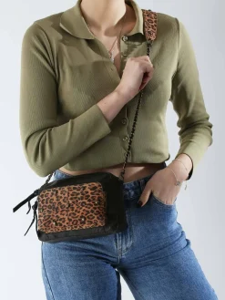 Sac bandoulière Sandi cuir PIECES