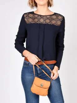 Sac bandoulière Totally royal cuir PIECES