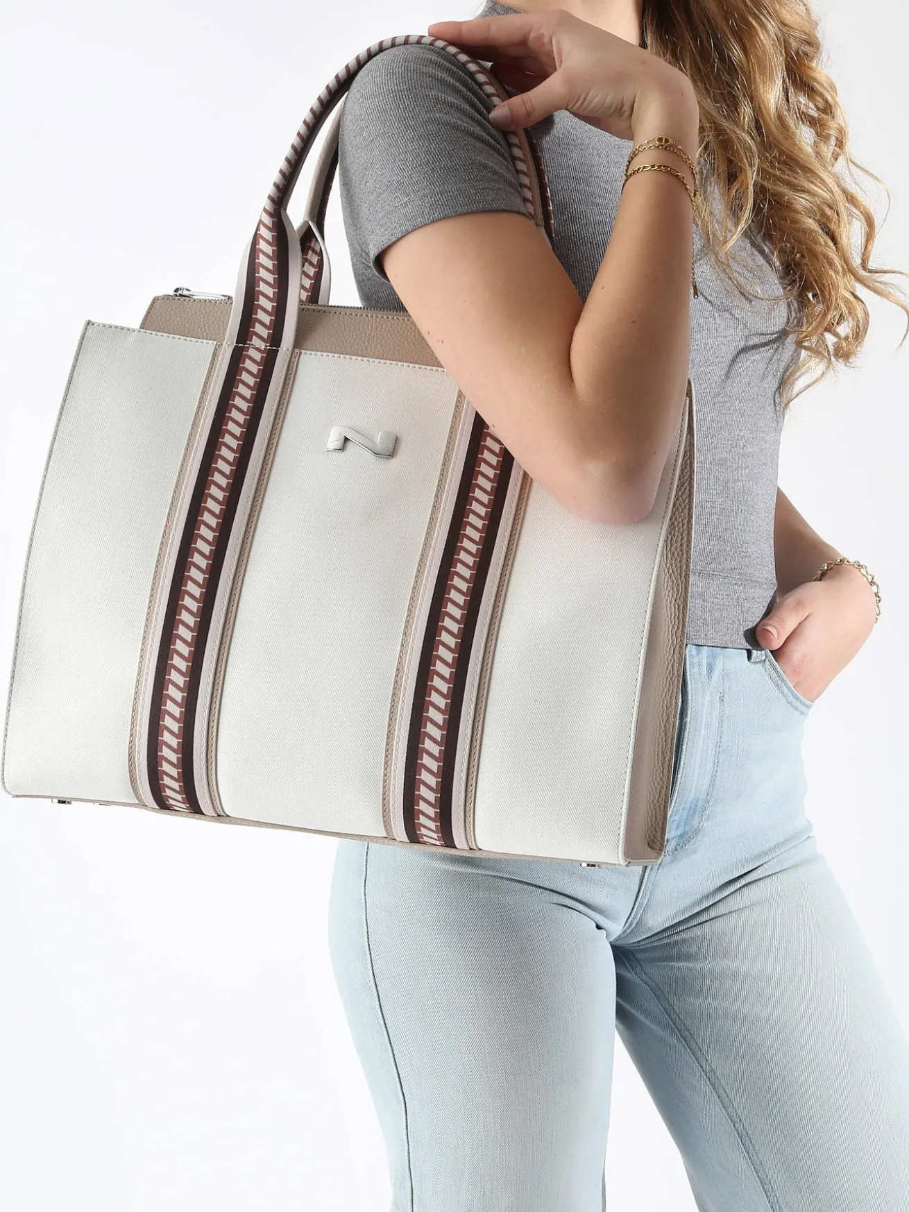Sac cabas Nina canvas et cuir NATHAN BAUME