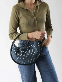 Sac Domino médium en denim et studs SONIA RYKIEL