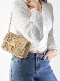 Sac Moyen Moon Raphia Fleuri VANESSA BRUNO