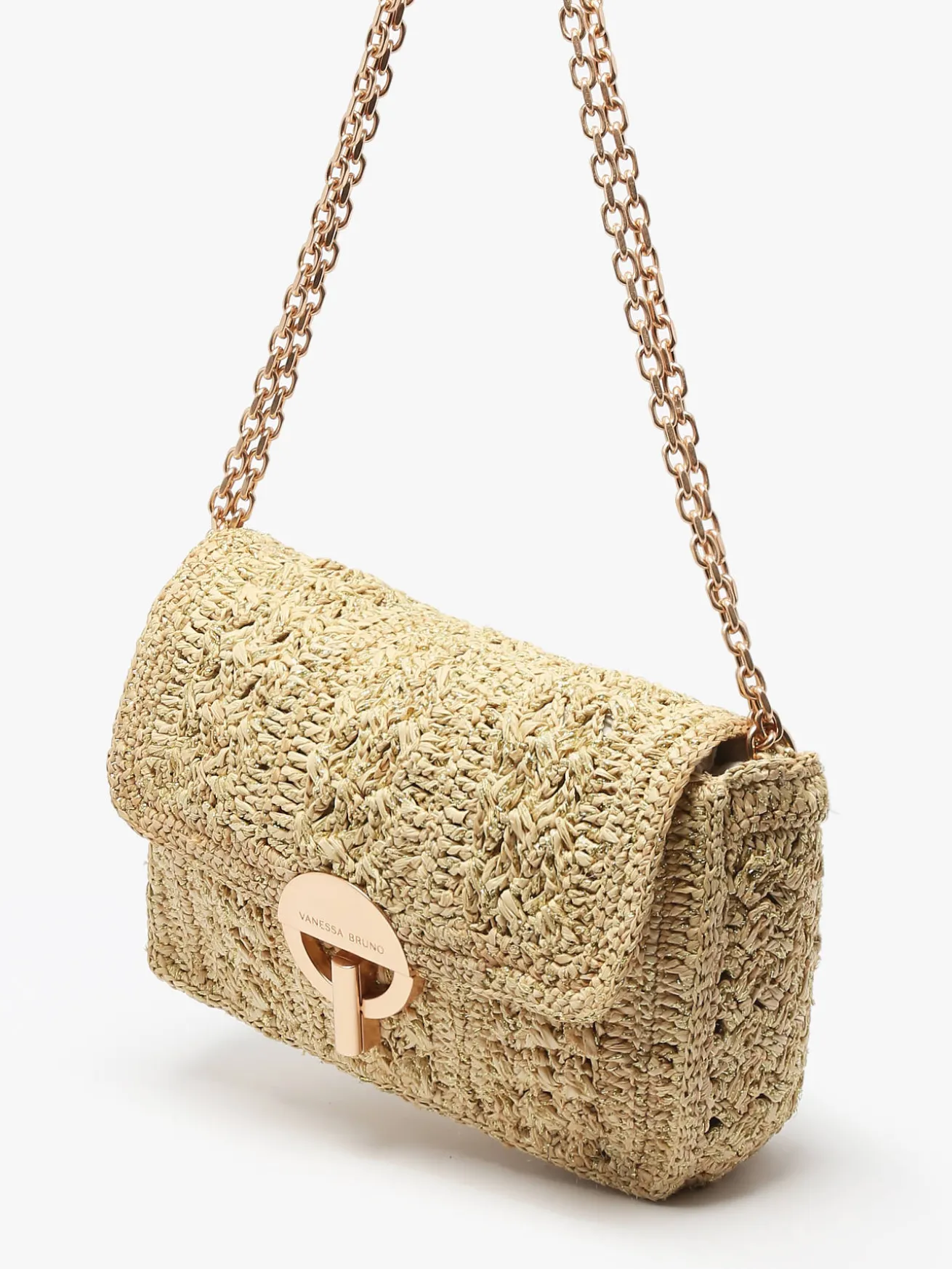 Sac Moyen Moon Raphia Tressage Chevron VANESSA BRUNO
