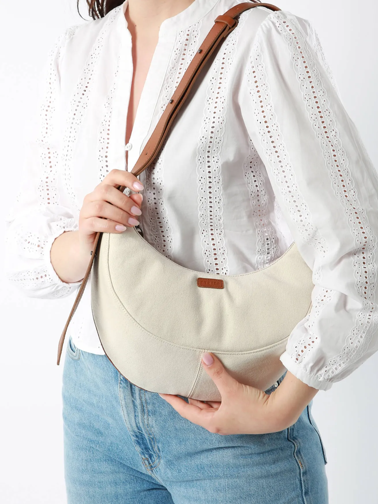 Sac porté épaule M Sosoomao coton et cuir ETRIER