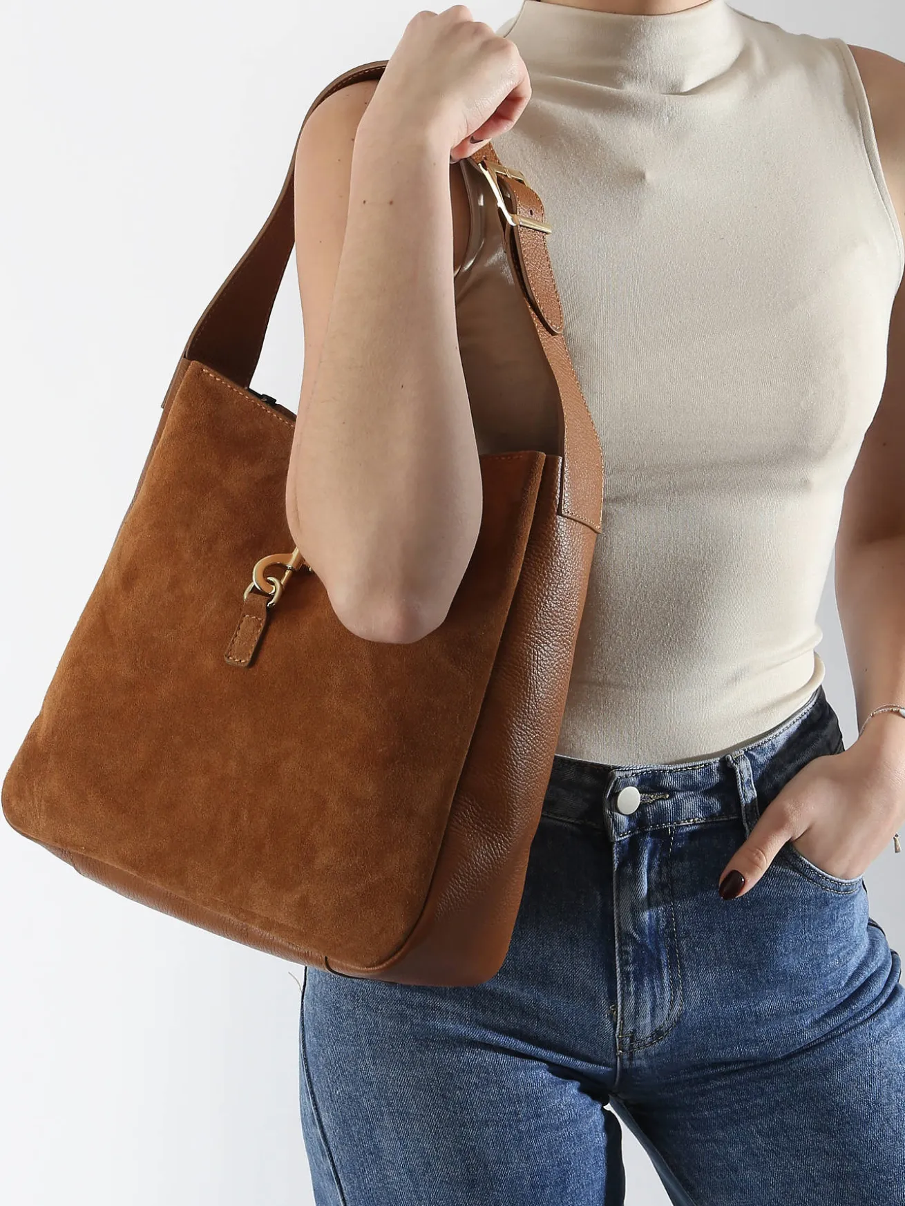 Sac porté épaule Velvet caviar cuir MILANO