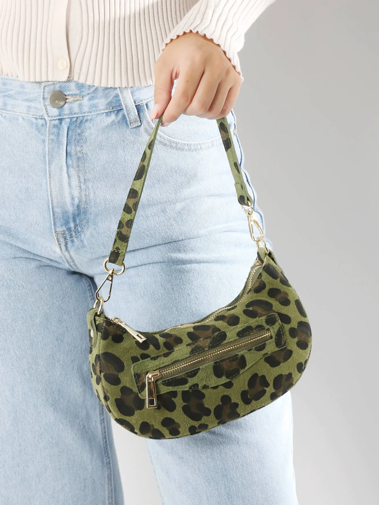 sac porté épaule Velvet leopardo cuir MILANO