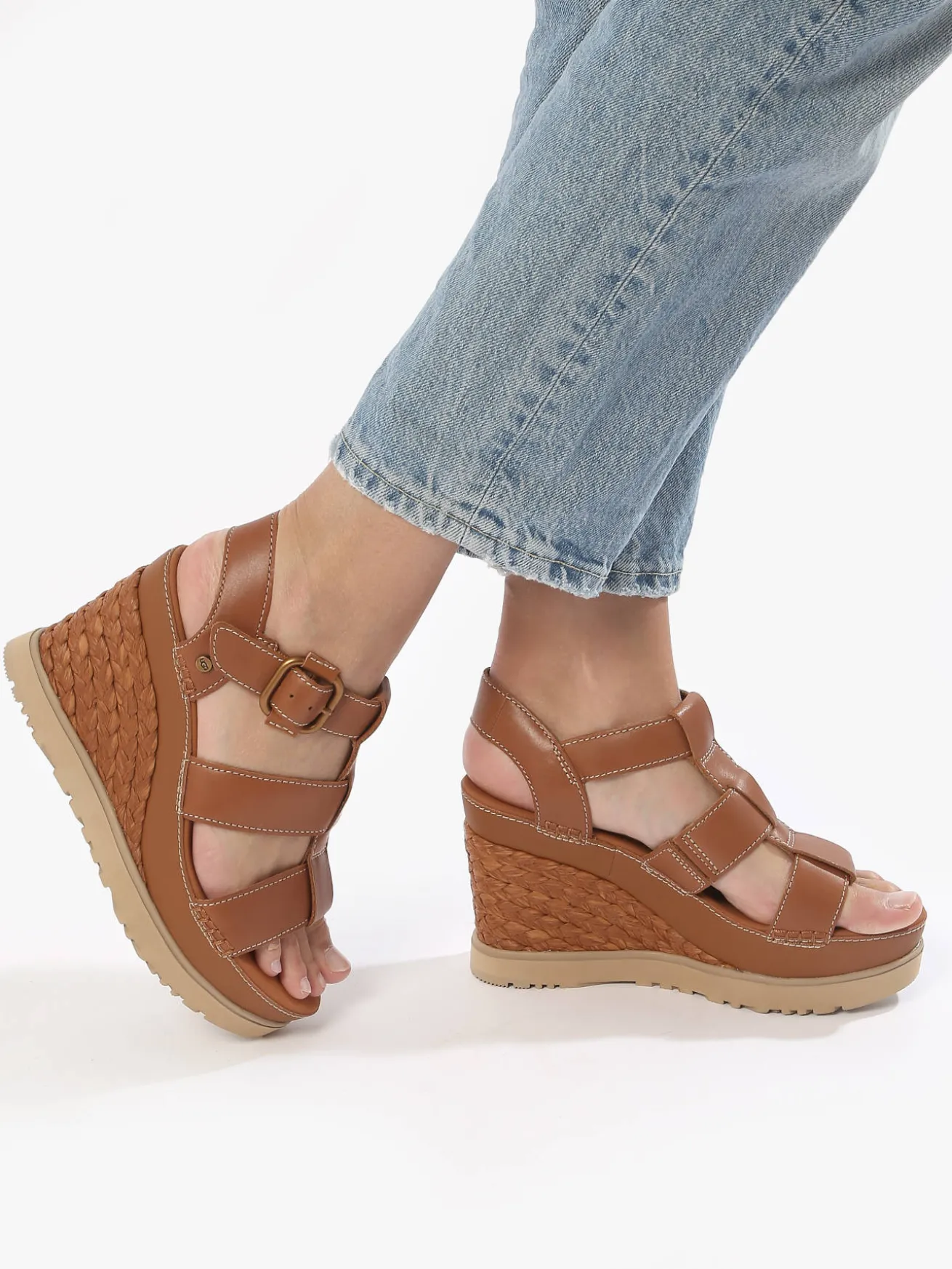 Sandales talon compensé en cuir UGG