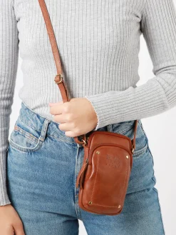 Étui téléphone et bandoulière cuir BASILIC PEPPER