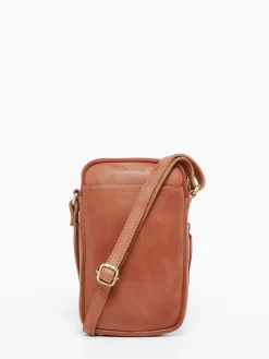 Étui téléphone et bandoulière cuir BASILIC PEPPER