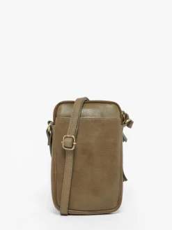 Étui téléphone et bandoulière cuir BASILIC PEPPER
