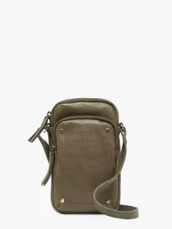 Étui téléphone et bandoulière cuir BASILIC PEPPER