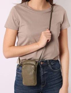 Étui téléphone et bandoulière cuir BASILIC PEPPER